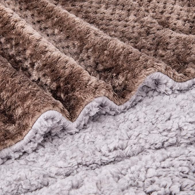 Fuzzy Sherpa Reversible Blanket for Baby, Soft Warm Cozy Coral Fleece Toddler, Infant or Newborn Reversible Blanket for Crib, Stroller, Travel, 40”×60”, Eagle Grey