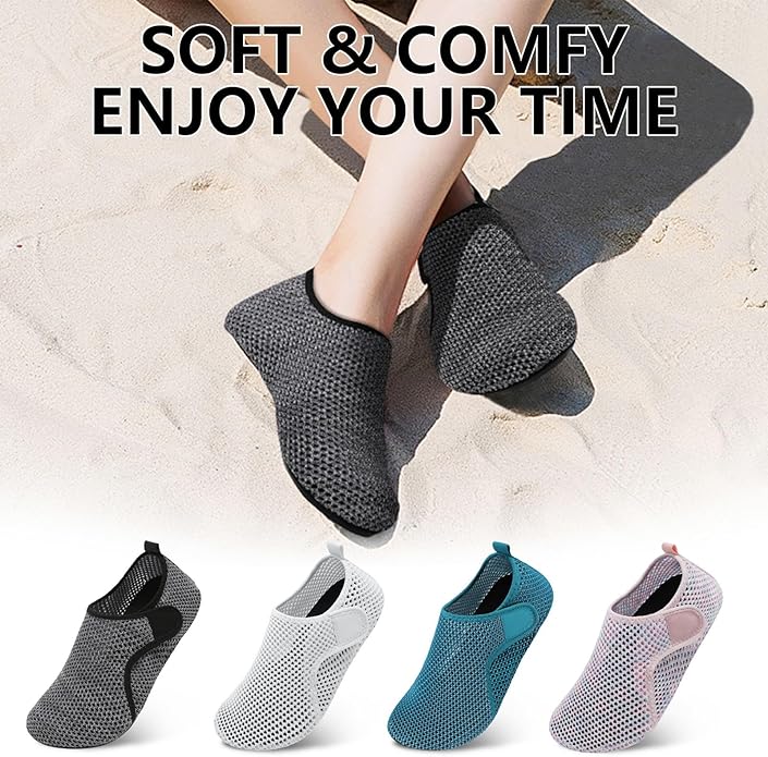 Scurtain Barefoot Water Shoes for Women Men Beach Swim Aqua Socks Summer Quick-Dry Sandals Slippers