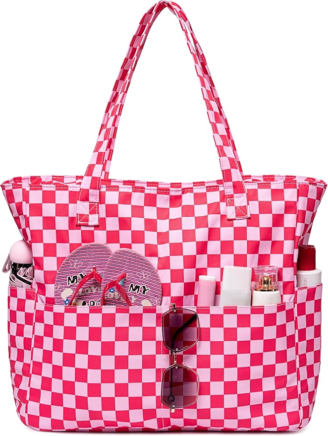LEDAOU Large Beach Bag Women Waterproof Sandproof Zipper Beach Tote Pool Bag for Swim Gym Grocery Travel with Wet Pocket | Waterproof, Sandproof, Zipper, Pool, Gym, Grocery