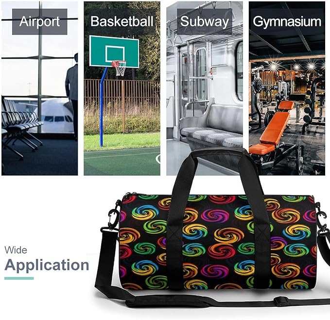 Workout Lightweight Duffel Bags Tie Dye Colorful Rose Black Durable Travel Gym Sports Bag Carry On Weekender Overnight Bag