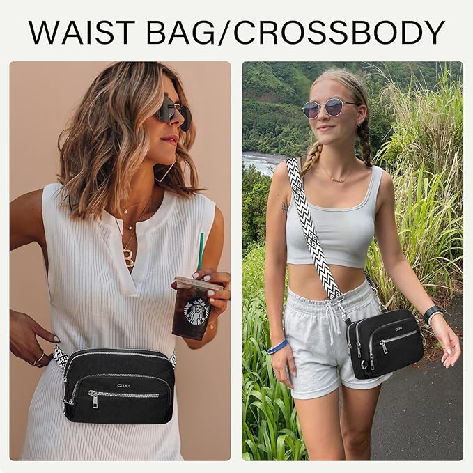 CLUCI Crossbody Bags for Women Travel,Travel Bags for Women,Travel Purses Anti Theft Crossbody,Convertible Belt Bag RFID