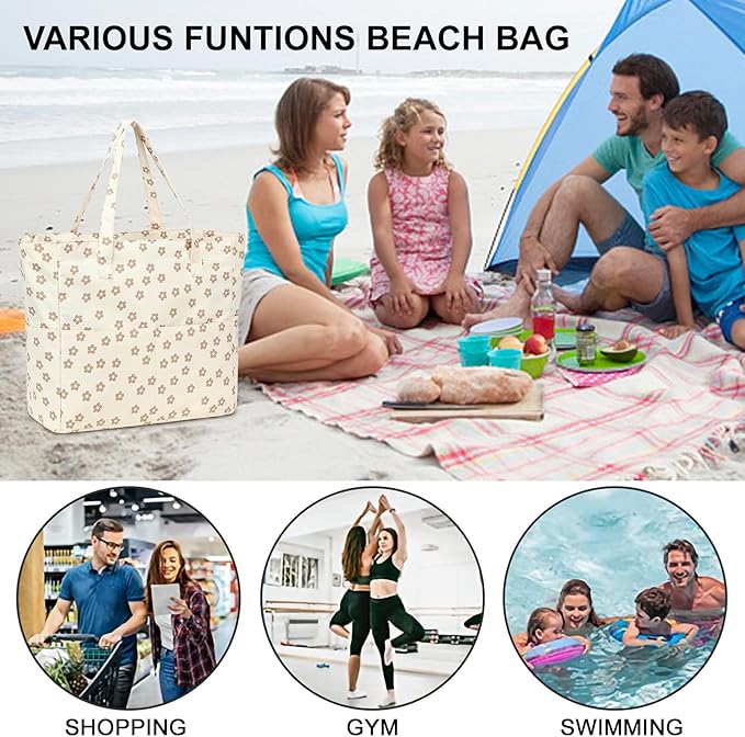 Bluboon Beach Bags for Women, Large Waterproof Tote Bag With Wet Compartment for Pool Weekender Travel Gym