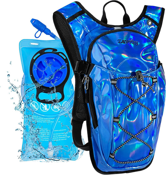 Reflective Hydration Backpack, Hydration Pack - Water Backpack with 2L/3L Hydration Bladder, Essential for Festivals - Rave Hydration Pack for Hiking, Running, Cycling, and Festivals