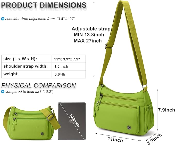 Casual Crossbody Bag with Anti Theft Pocket - Women Lightweight Water-Resistant Purse Bag