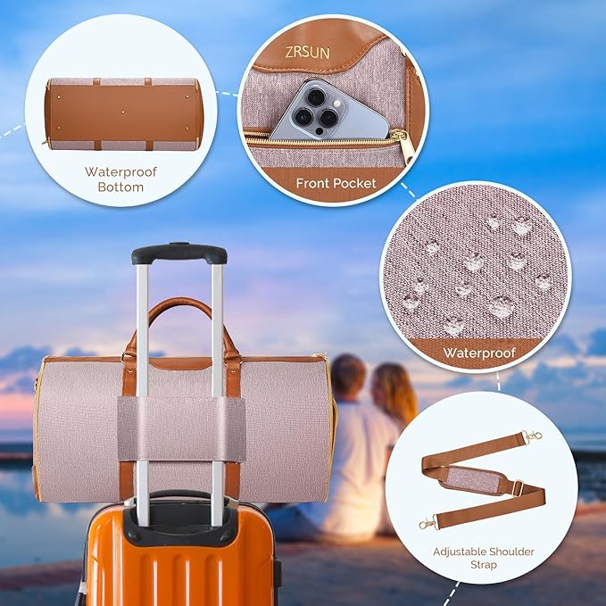Convertible Garment Bag with Shoulder Strap, Carry on Garment Duffel Bag for Men Women,Waterproof & Wrinkle-Free Suit Carrier for Business Trips & Weekend Getaways, Foldable & Lightweight