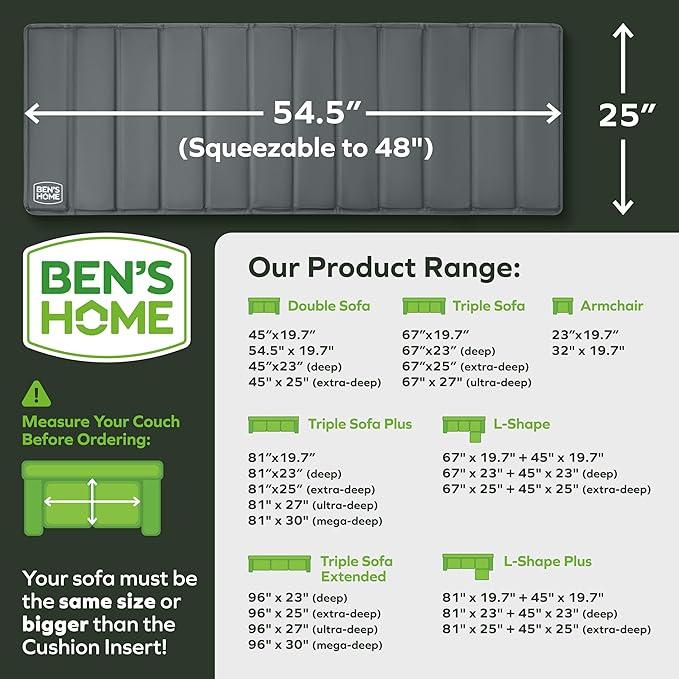 BEN'SHOME® Heavy Duty Loveseat Support Board for Sagging Sofas | Fits 48"-54.5", 25" Seat Depth | Protects Your Back from Sinking Seats | 0.5" Solid Wood, 400 LBS, Anti-Slip, Lifetime Replacement