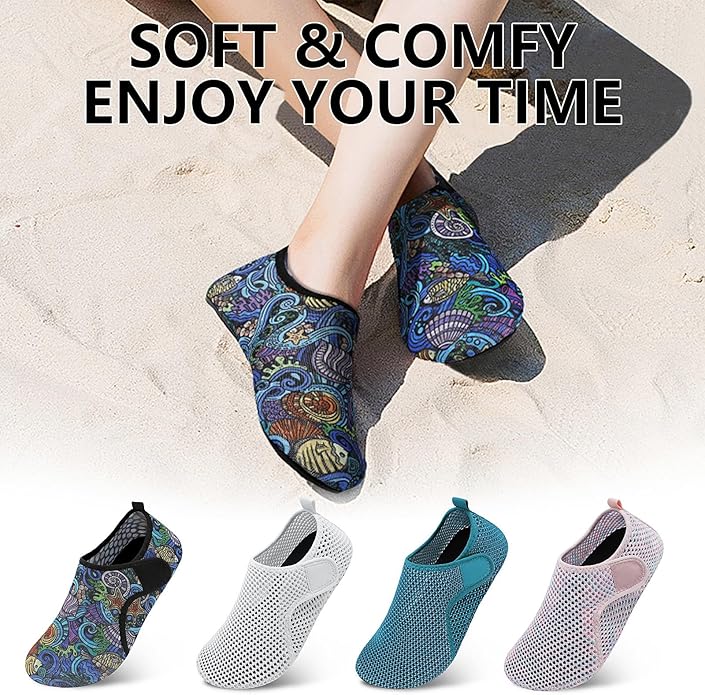 Scurtain Barefoot Water Shoes for Women Men Beach Swim Aqua Socks Summer Quick-Dry Sandals Slippers