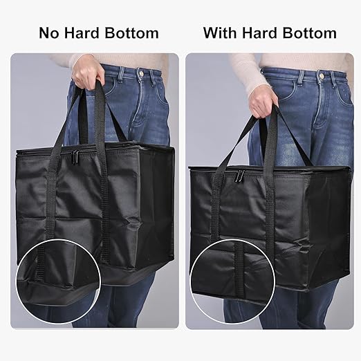 Bodaon Insulated Food Delivery Bag with Hard Bottom, X-Large Insulated Reusable Grocery Bags with Top, Cooler Bags for Travel, Catering Shopping Bag for Groceries, Thermal for Cold and Hot