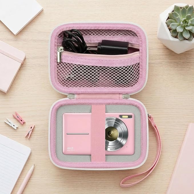 Comecase Carrying & Protective Case for Digital Camera, for CAMKORY/for Kodak Pixpro FZ45 FZ55/for Canon PowerShot ELPH 180/190 / for Sony DSCW800 DSCW830 Cameras for Travel - Pink