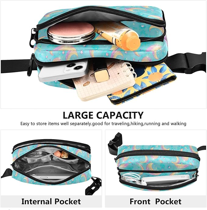 Gradient Moons Star Fanny Pack for Women Men Water Resistant Fashion Waist Packs with Adjustable Strap Belt Bag for Travel Workout Jogging Hiking 21219045