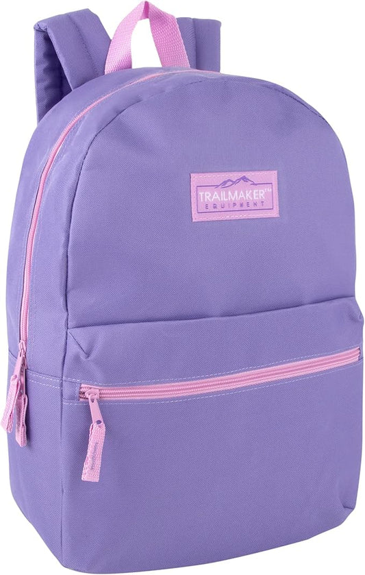 Trail maker Classic 17 inch Backpacks with Adjustable Padded Straps | School Backpacks for Girls, Boys (Purple)