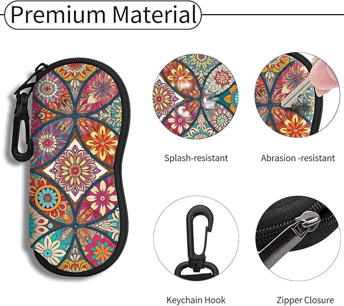 Hion Sunglasses Soft Case Ultra Light Neoprene Zipper Eyeglass Case With Belt Clip