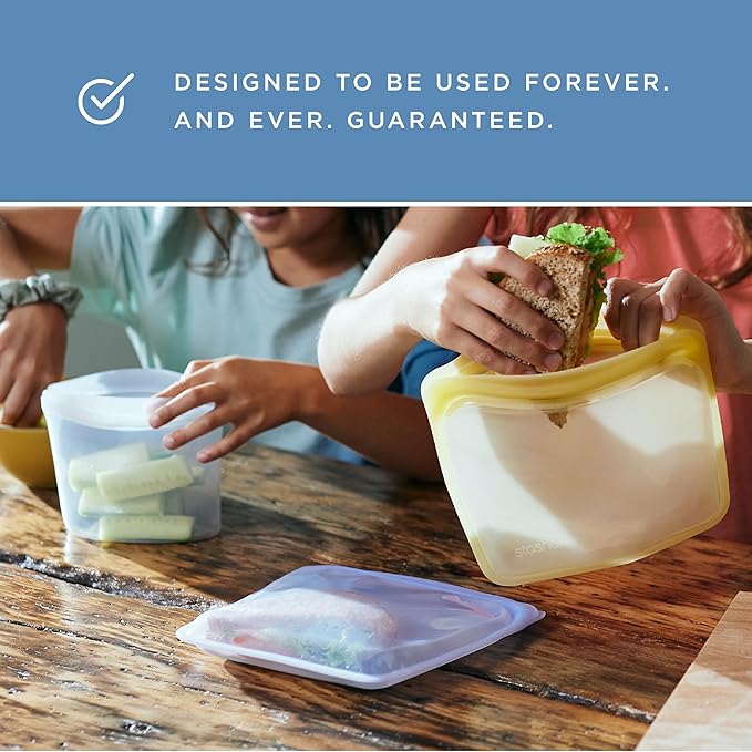 Stasher Silicone Reusable Storage Bag, Half Gallon Bag, Reusable Freezer Bags, Microwave, Dishwasher, Oven Safe, Sous Vide, Premium Lunch Container, Eco Friendly, Food Storage Bags, 64 oz, Aqua | Reusable Food Bag