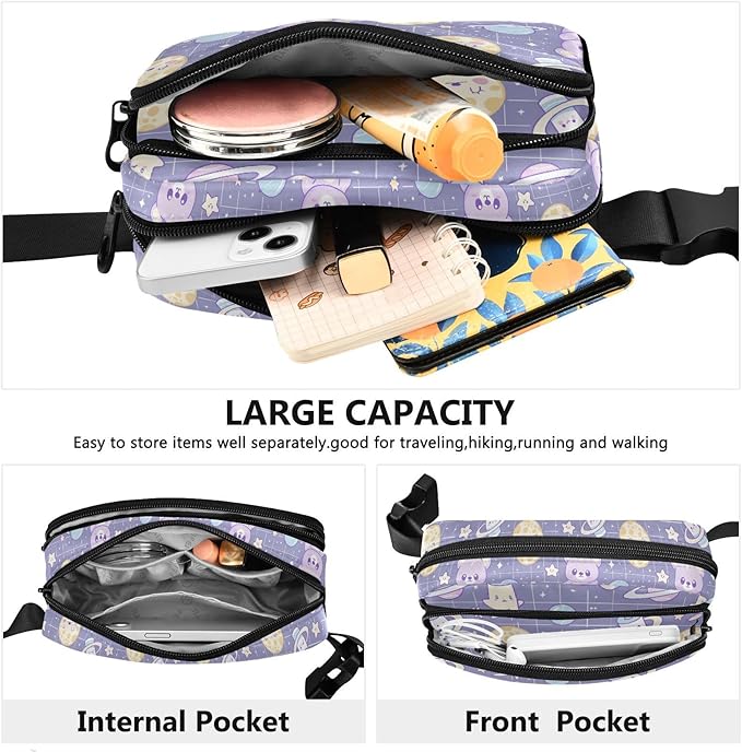 Kawaii Teddy Bear Universe Fanny Pack for Women Men Water Resistant Fashion Waist Packs with Adjustable Strap Belt Bag for Travel Workout Jogging Hiking 21219108