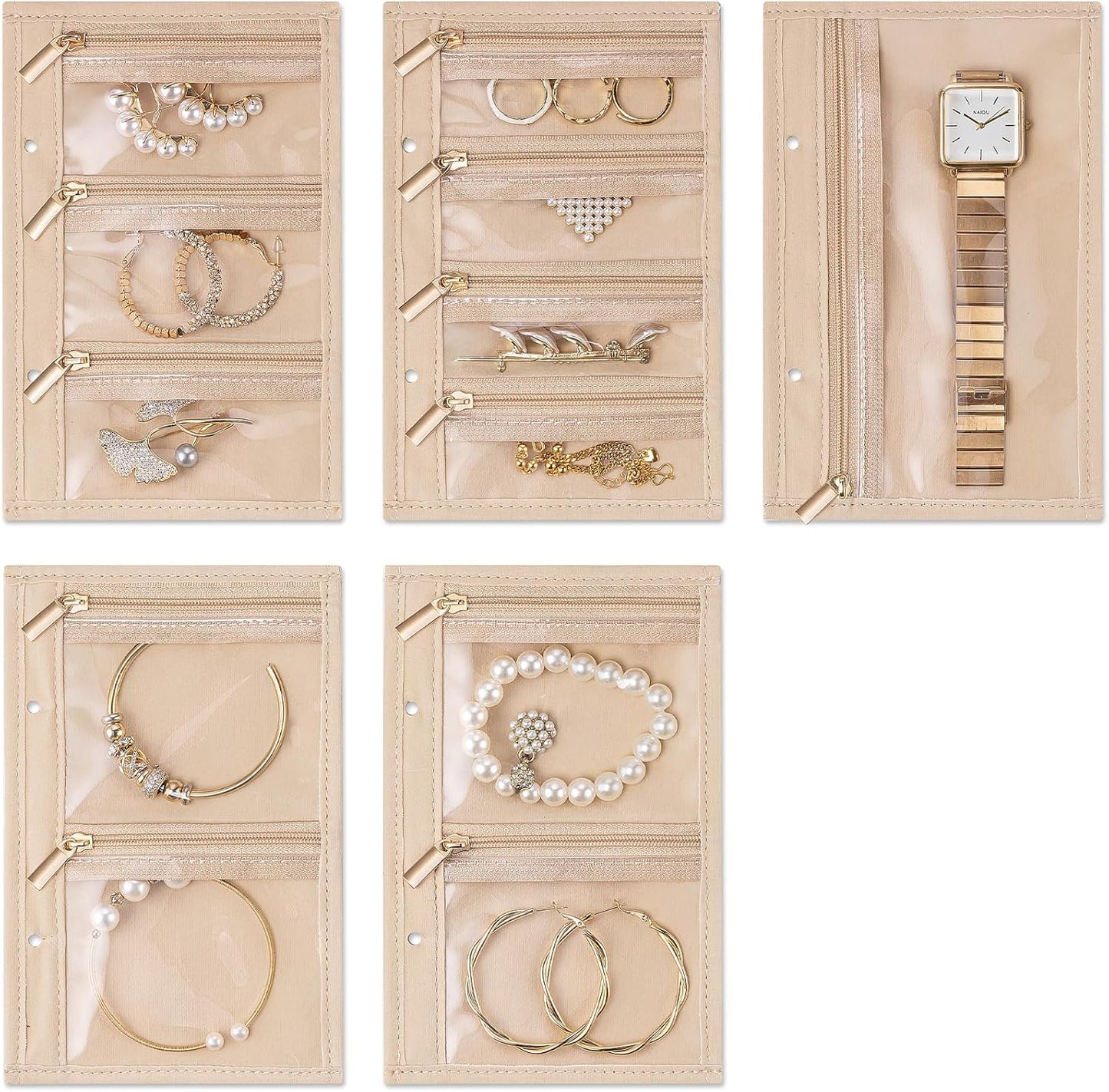 Vlando Jewelry Box for Girls Women,5 Pcs Jewelry Bags,Display Portability Jewelry Pouch Storage for Gem Diamond Necklaces Rings Earrings Bracelets