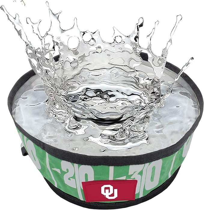 Pets First NCAA Oklahoma Sooners Collapsible Dog Travel Bowl Set, 2 Pack Food & Water Bowls for Dogs, Best Portable & Lightweight Leak-Proof Dog Bowls for Travel