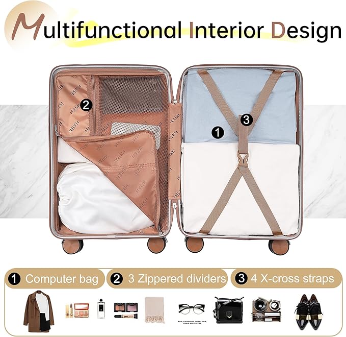 Luggage Sets with Spinner Wheels, 3 Piece Suitcase Set for Women,Hardside Luggage set Clearance with TSA Lock,Hard Shell Rolling suitcase,Hard Case for Travel(Silvery, 3PCS Set)