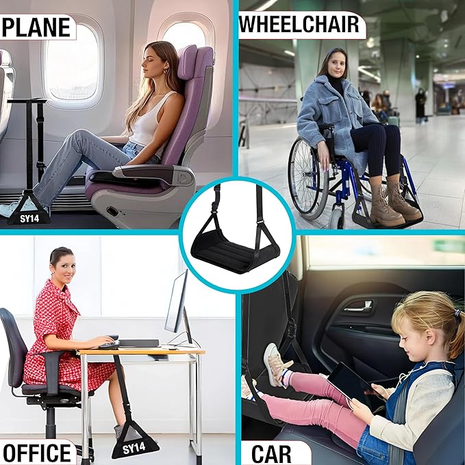 Premium Wheelchair Footrest Hammock Anti Squeeze Leg Rest for Wheelchair Foot Hammock for Plane Travel Wheelchair Foot Sling Replacement Adjustable Wheel Chair Essential Accessories Under Desk Gift