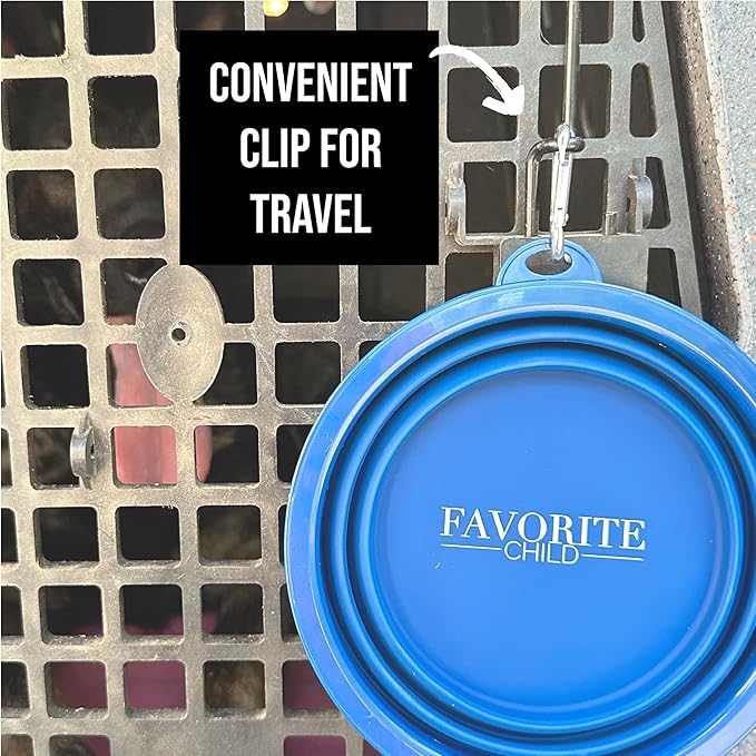 SparkDog Favorite Child Collapsible Dog Bowl, 1000ML (34oz) –XL Food-Grade Silicone Travel Bowl with Sturdy Rim – Extra Large Portable for Dogs & Cats – Great for Pet Lovers (Navy)