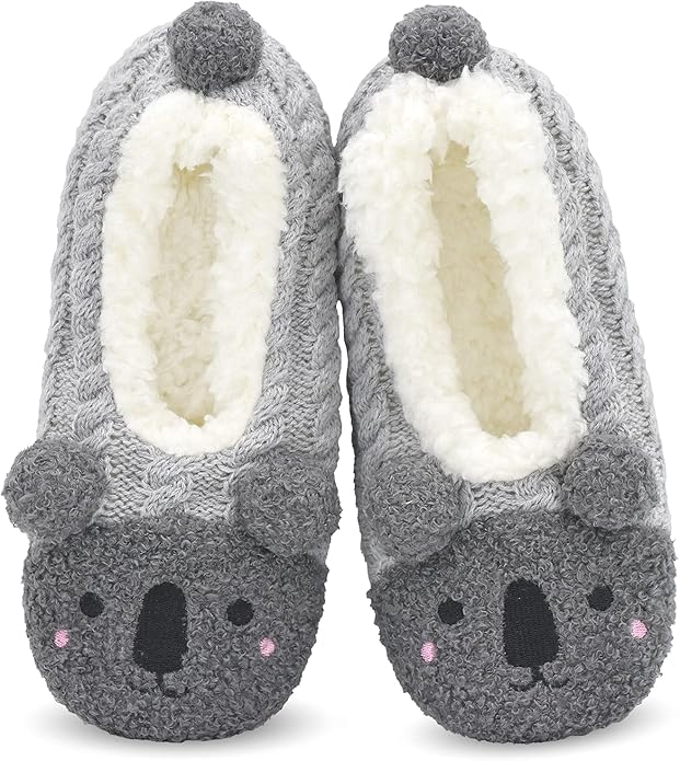 DICUIRD Womens Cute Animal Soft Sole Slipper Socks with Grippers-Fuzzy House Slippers