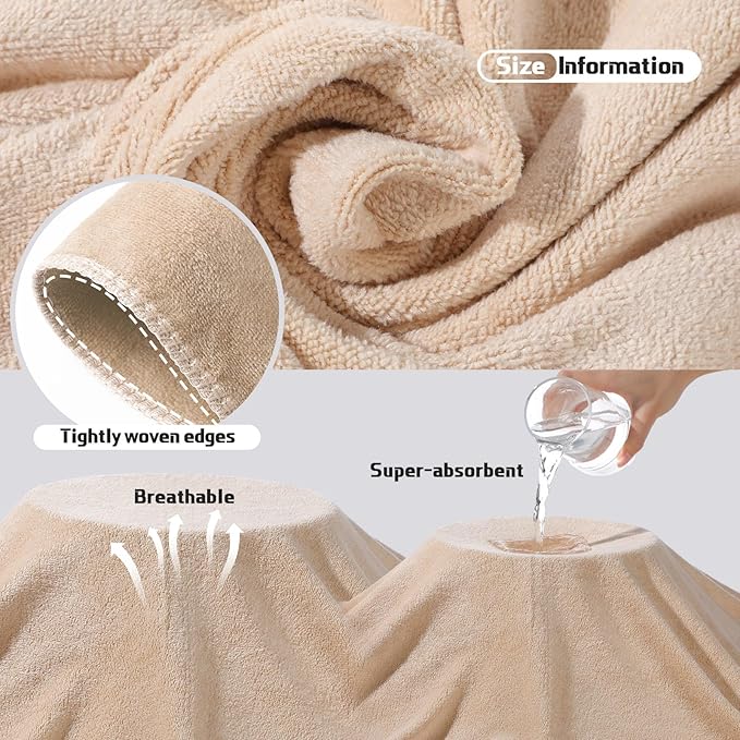 Mixweer 2 Pcs Oversized Bath Towels, 40 x 80 Inch Giant Microfiber Jumbo Bath Sheets Ultra Soft Bathroom Microfiber Quick Dry Absorbent Shower Towels for Spa Camping Beach (Light Khaki)