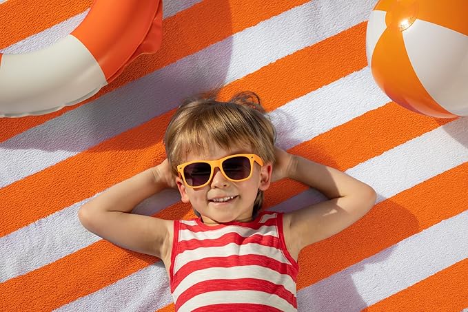 Utopia Towels 4 Pack Cabana Stripe Beach Towel, 30 by 60 Inches, Oversized 100% Ring Spun Cotton Pool Towels, Highly Absorbent Quick Dry Bath Towels for Beach, and Swim, Orange