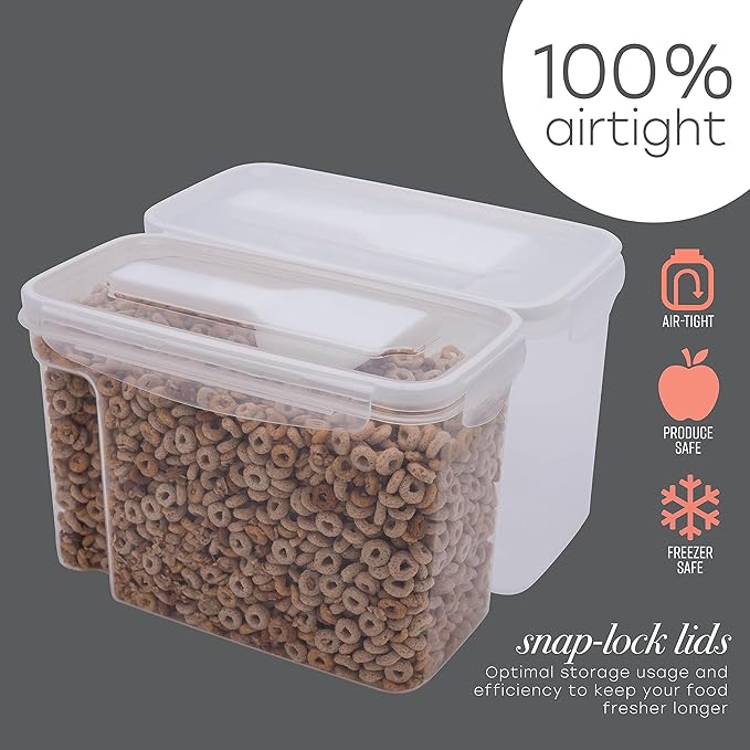 Kitchen Details Cereal Container with Scooper | Medium | Airtight | Food Tin | Keeps Fresh | Kitchen & Pantry Storage Organizers | Clear