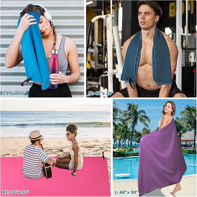 BOGI Microfiber Travel Sports Towel-Quick Dry Soft Lightweight Absorbent Compact for Camping Gym Beach Bath Yoga Backpacking (S:16''x32'',2Pcs-Black)