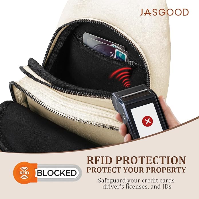 JASGOOD Anti Theft Crossbody Travel Bag for Women Men PU Leather Sling Bag with Adjustable Strap