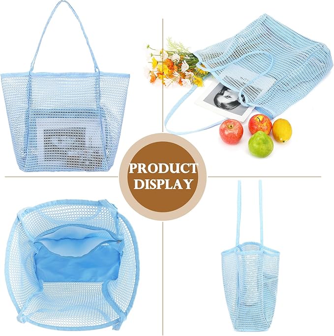Fammart Mesh Beach Bag for Women, Summer Straw Tote Hobo Pool Bags with Zipper Pocket, Travel Vacation Cruise Essentials 2026
