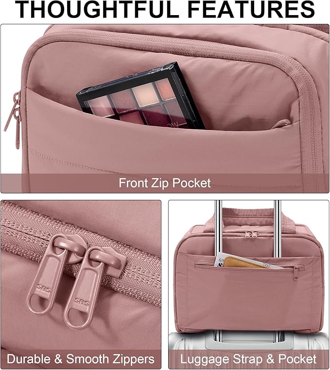 Travel Toiletry Bag for Women, Lightweight Large Quilted Puffy Makeup Bag Wide-open Make up Organizer Cloud Cosmetic Bag w/Handle for Traveling, Toiletries Essentials Accessories Dark Pink
