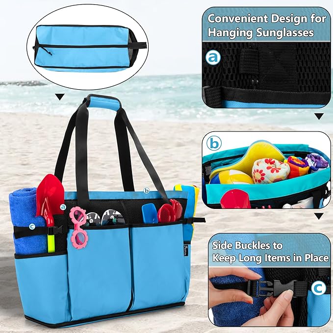 Fasrom Extra Large Mesh Beach Bag with Zipper Bottom, Oversized Tote Bag for Pool, Travel and Boating (Empty Bag Only)