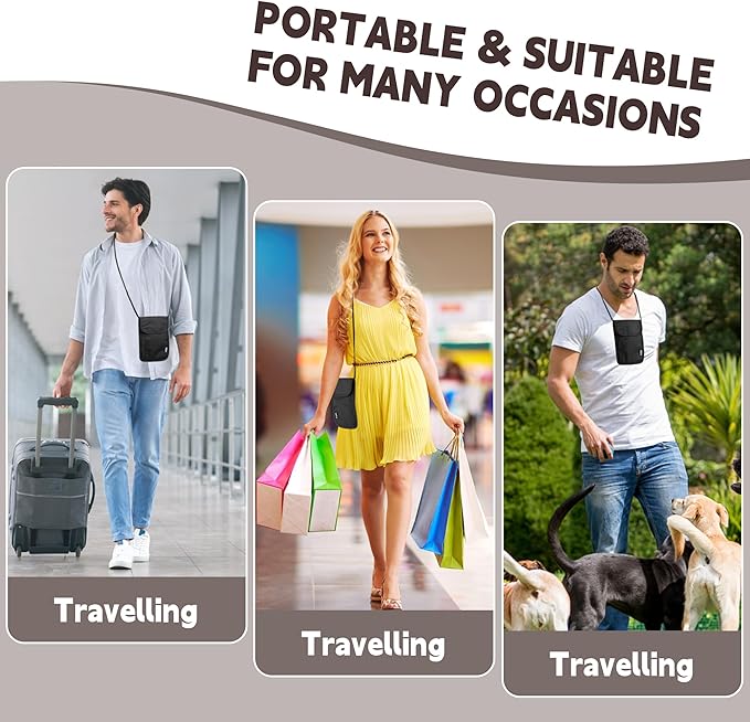 5.5" L x 7.9" W Travel Neck Wallet, RFID Blocking Passport Holder, Security Lightweight Passport Travel Wallet, Neck Pouch Gifts for Women Men(Black)