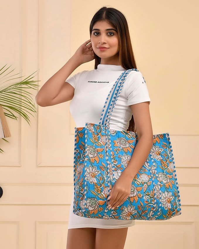 Marubhumi Women Lightweight Travel Bag Purse Cotton Shoulder Tote Bag For Shopping Grocery & Beach Bag