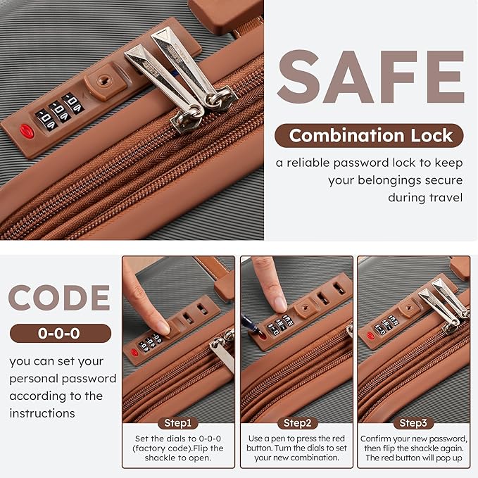 Suitour Expandable 4-Piece Luggage Set (14" 19" 23" 27") ABS Hardside Suitcase Sets with Spinner Wheels Checked Luggage Travel Suitcase