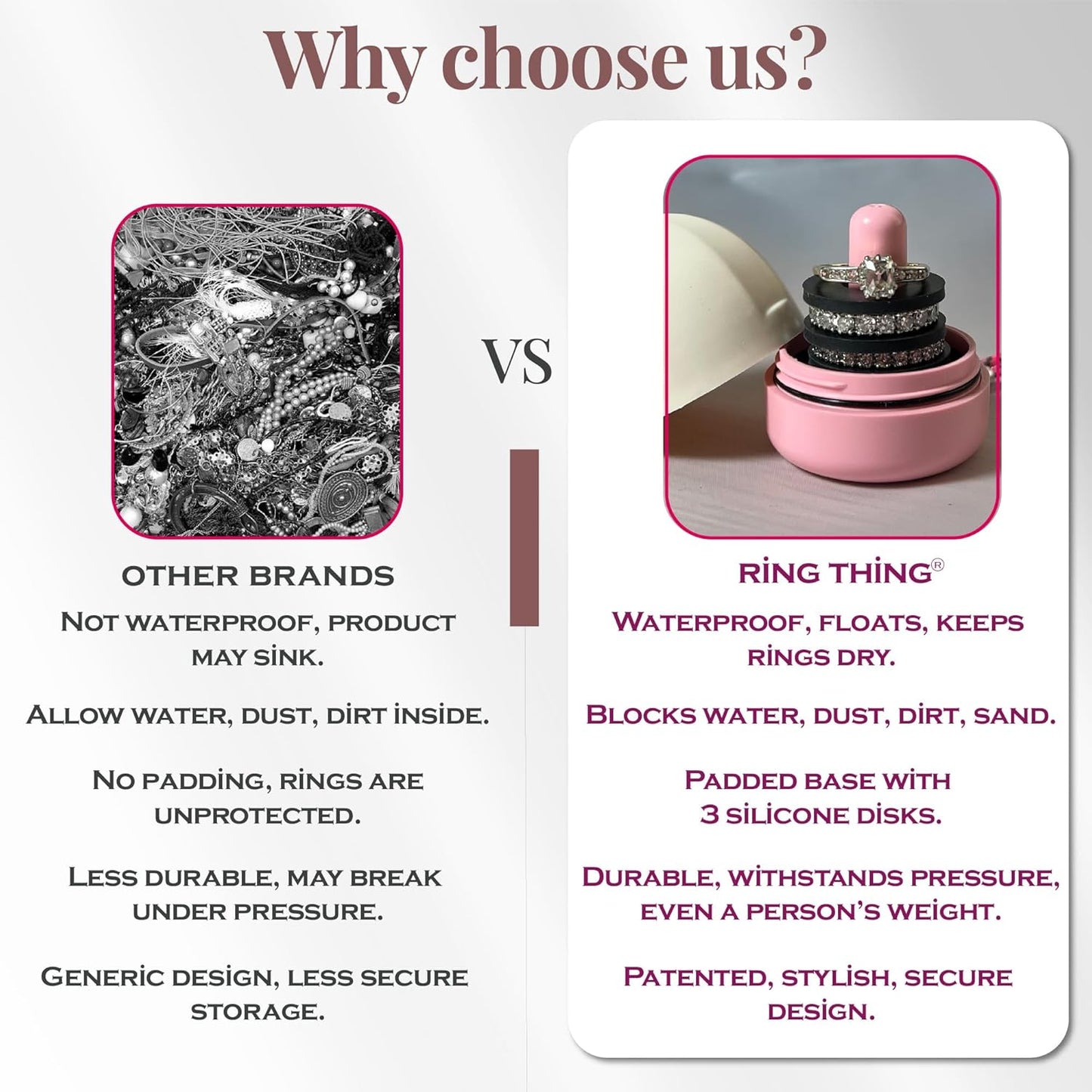 RING THING - Ring Holder Keychain, Jewelry Organizer and Storage, Portable Waterproof Ring Holder, Pill Box Keychain Container, Gym Accessory, and Travel Ring Case (Pink Confetti)