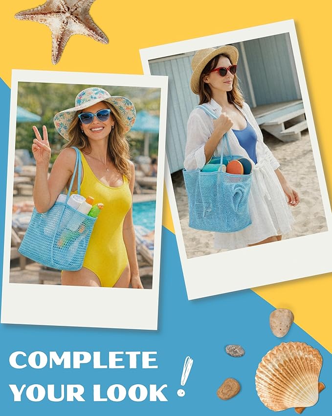 Rave Envy Beach Tote Bag for Women – Waterproof Mesh Tote Bag, Large Capacity Sandproof Beach Bags for Travel