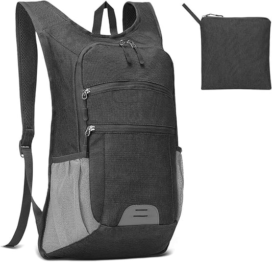 20L Lightweight Hiking Daypack, Foldable Travel Packable Backpack for Men Women for Cycling Camping Outdoor (Black)