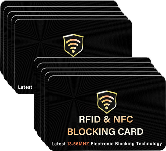 SaiTech IT 10 Pack RFID Blocking Card, One Card Protects Entire Wallet Purse, NFC Contactless Bank Debit Credit Card Protector ID ATM Guard Card Blocker–(Black)