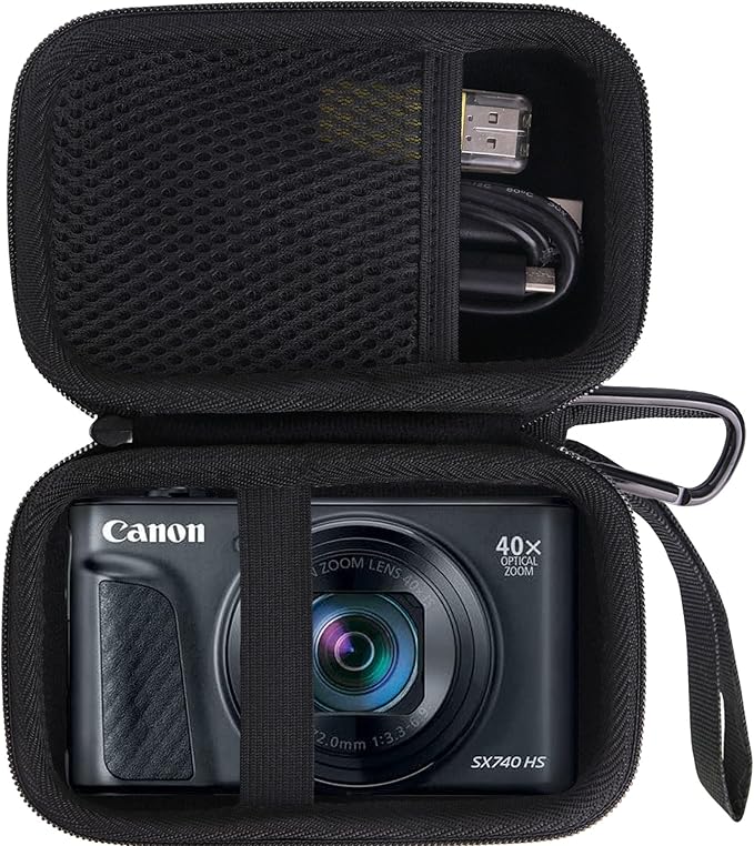 Hard EVA Carrying Storage Case Compatible with Canon PowerShot SX740 HS/SX730/SX720/SX620/G7X Digital Camera, Point and Shoot Vlogging Camera Protective Travel storage box (black)