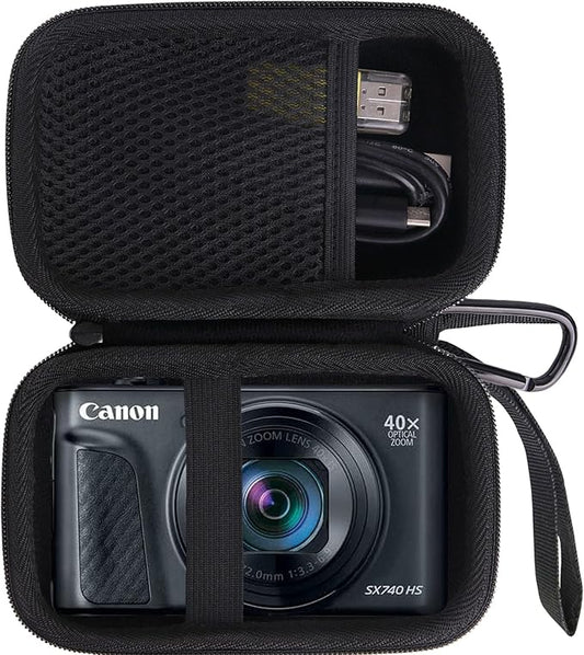 Hard EVA Carrying Storage Case Compatible with Canon PowerShot SX740 HS/SX730/SX720/SX620/G7X Digital Camera, Point and Shoot Vlogging Camera Protective Travel storage box (black)