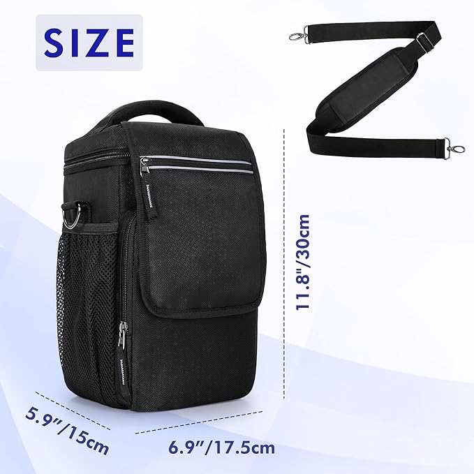 Carrying Case Compatible with Owl Labs Meeting Owl 3, 4, Pro, Original, Meeting Camera Travel Storage Bag with Multiple Pockets for Accessories, with Shoulder Strap, Shock-absorbing Foam, Black