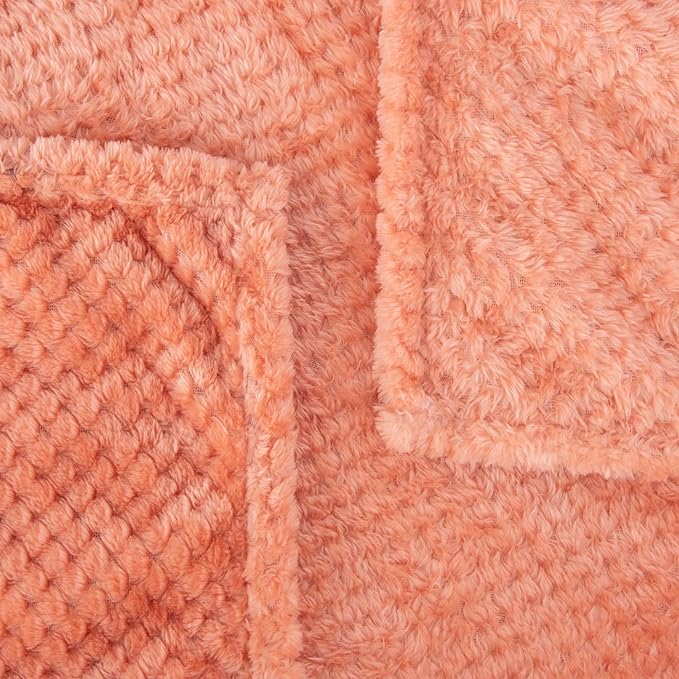 Fuzzy Blanket or Fluffy Blanket for Baby, Soft Warm Cozy Coral Fleece Toddler, Infant or Newborn Receiving Blanket for Crib, Stroller, Travel, Decorative (28Wx40L, XS-Grapefruit)