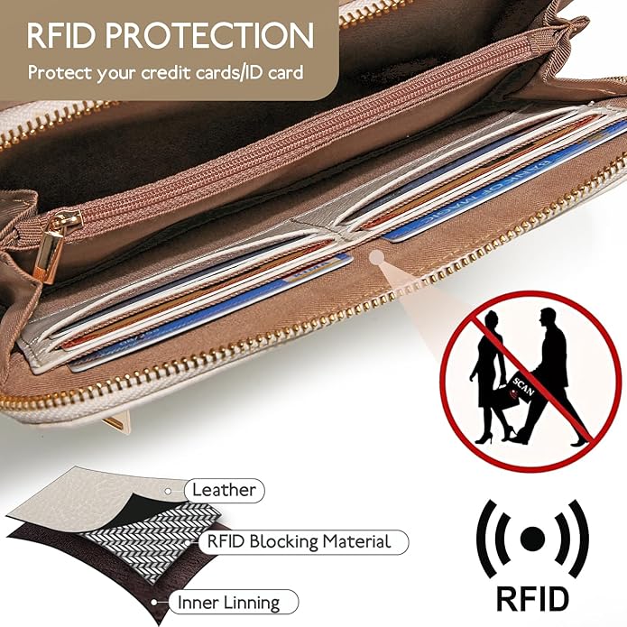 Women's Leather Crossbody Bags Anti Theft Purses RFID Blocking Handbags Trendy Travel Adjustable Strap Tassel