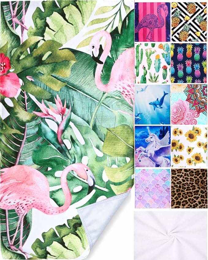 LIVILAN Flamingo Beach Towel, 24" x 48" Microfiber, Quick Dry, Sand Free, for Pool, Bath, Yoga, Tropical Design, Great for Girls, Women, Flamingo Gifts