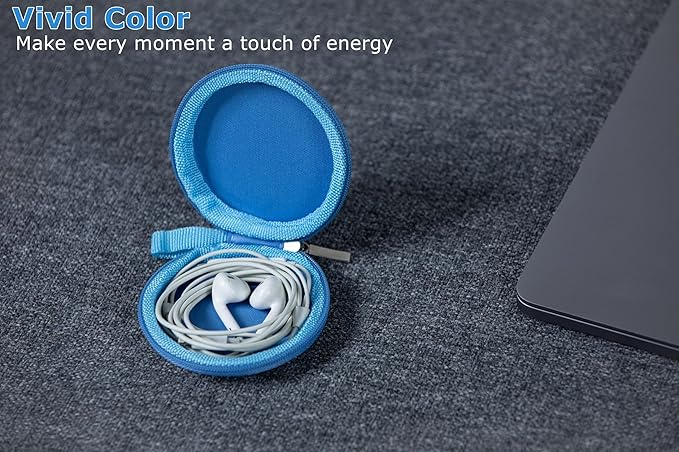 Ginsco Mini-Portable Hard Shell Earbuds Case for Apple EarPods Headphones USB-C Wired Ear Buds/Samsung Galaxy Wired Earbuds, Travel Case for Earphones Earplugs (1, Blue)