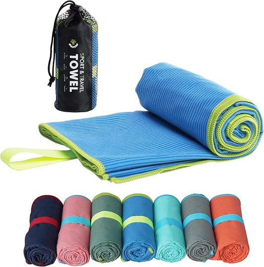 4Monster Microfiber Camping Towel - Quick Dry, Super Absorbent, Lightweight Travel Towel for Hiking, Beach, Gym, Backpacking, Yoga - Compact with Carry Bag (Blue, Small(31.50" x 15.80"))