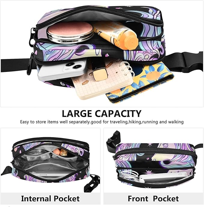 Gradient Unicorns Fanny Pack for Women Men Water Resistant Fashion Waist Packs with Adjustable Strap Belt Bag for Travel Workout Jogging Hiking 21219336