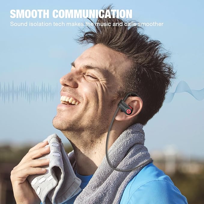 Boean Workout Headphones Bluetooth Headphone with Mic Bluetooth 5.3 Technology with Stereo Sound Deep Bass 16 Hrs Playback Running Headphones IPX7 Rating for Sports
