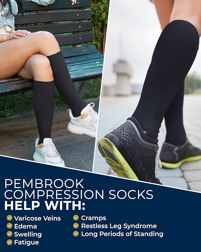 Pembrook Plus Size Compression Socks for Women Wide Calf - 3 Pairs, 20-30mmHg Extra Wide Calf Compression Socks, Up to 4XL